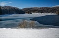 Wintertime View of Frozen Abbott Lake Royalty Free Stock Photo